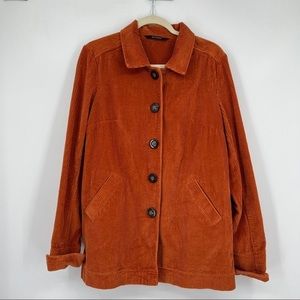 Vintage Chadwicks Shacket Shirt Jacket Burnt Orange Corduroy Oversized Medium